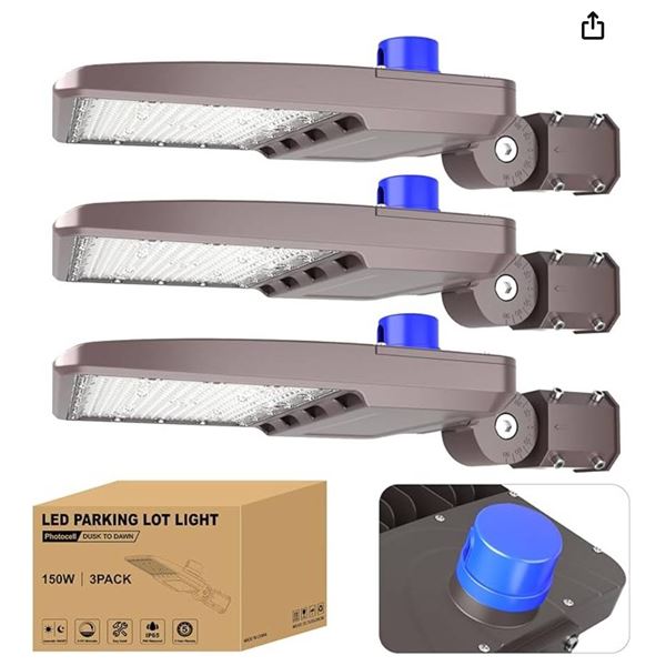 LED Parking Lot Light Photocell Dusk to Dawn 150W 3-Pack
