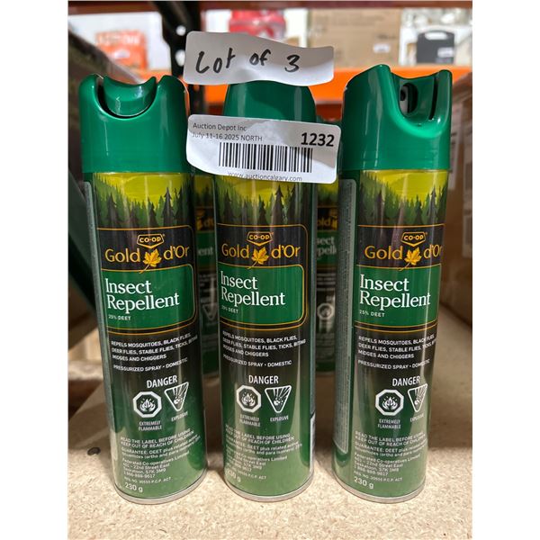 3 Gold dâ€™Or Insect Repellent 230g Aerosol Cans