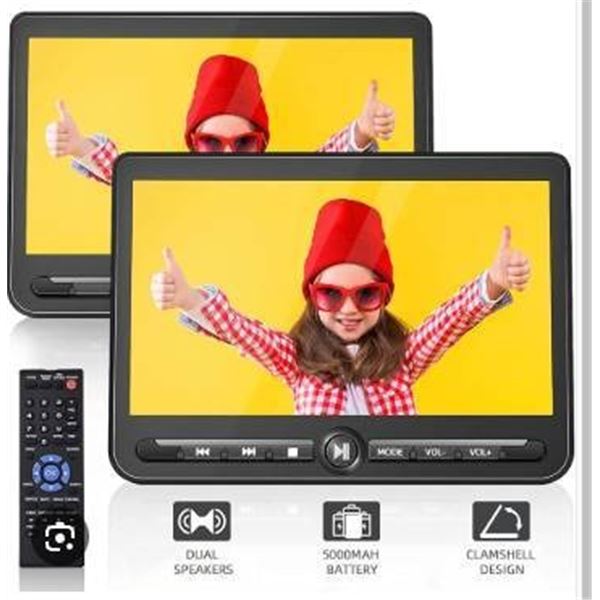 7-Inch Dual Screen DVD Player with HDMI Input and AV Output