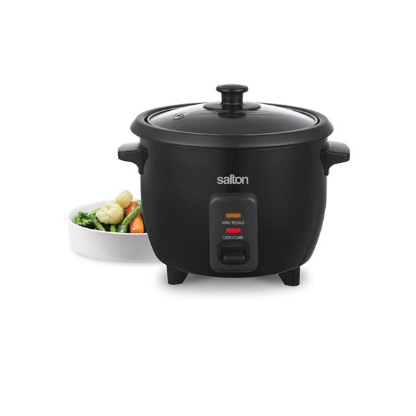 Salton Rice Cooker and Steamer, 6-Cup Capacity, Black