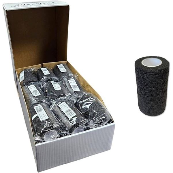 Silverline Cohesive Elastic Bandages, 18 Pieces, Black, 10CM x 4.5M