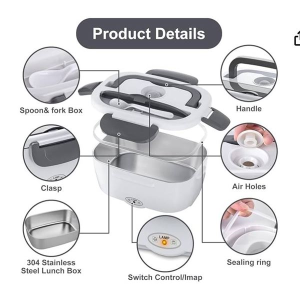 Electric Lunch Box for Multiple Uses and Food Warming *Color May Vary*
