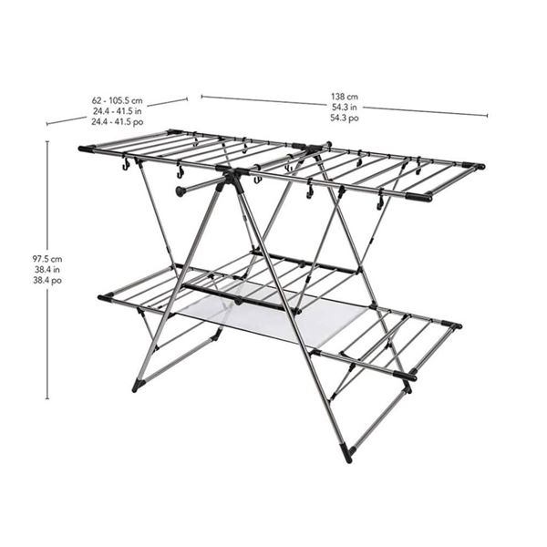 Greenway Multi-Level Laundry Rack with Three Tiers and Hanging Bars