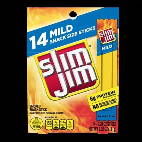 7 packs of Slim Jim Mild Snack Sticks, 14 Count, 112 g Each