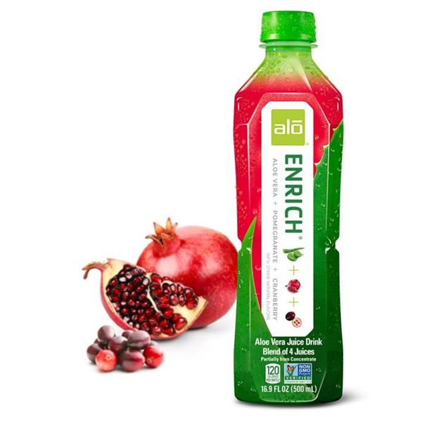 Alo Enrich Aloe Vera Juice Drink With Pomegranate and Cranberry, 12 x 500ml