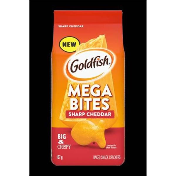 Pepperidge Farm Goldfish Mega Bites Sharp Cheddar Snacks, 167g x 12
