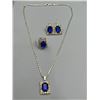 Image 1 : Matching Jewelry Set with Blue Gemstones  Necklace, Earrings, and Ring