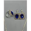 Image 2 : Matching Jewelry Set with Blue Gemstones  Necklace, Earrings, and Ring