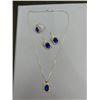 Image 4 : Matching Jewelry Set with Blue Gemstones  Necklace, Earrings, and Ring