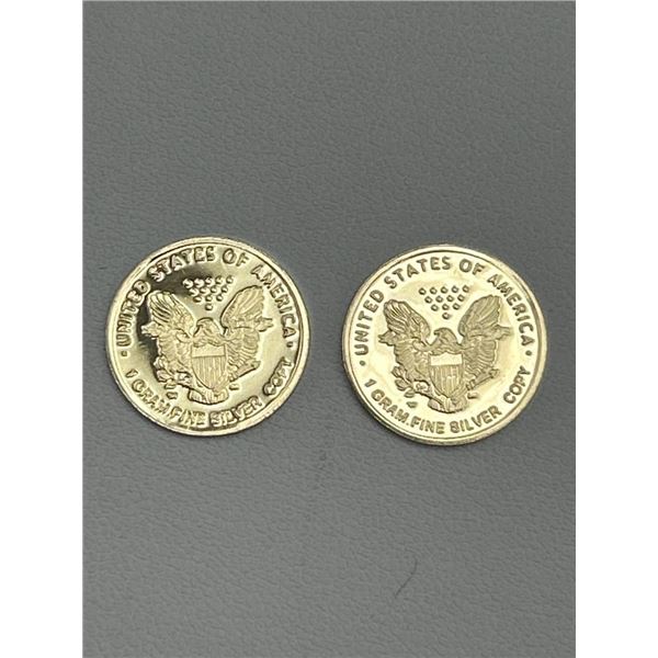 Two 1 Gram .999 Fine Silver USA LIBERTY Coins