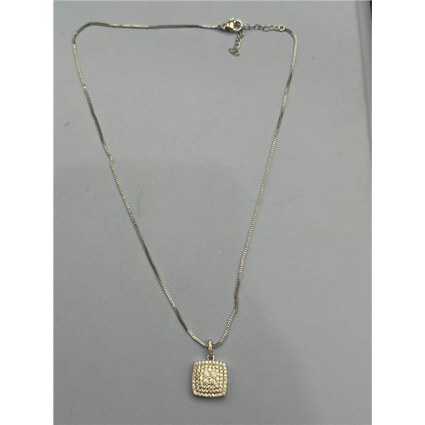 LADIES Silver Necklace With Square-Shaped Pendant