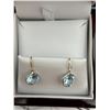 Image 4 : $750  10 K Gold Blue Topaz Appraised Earring set with certificate