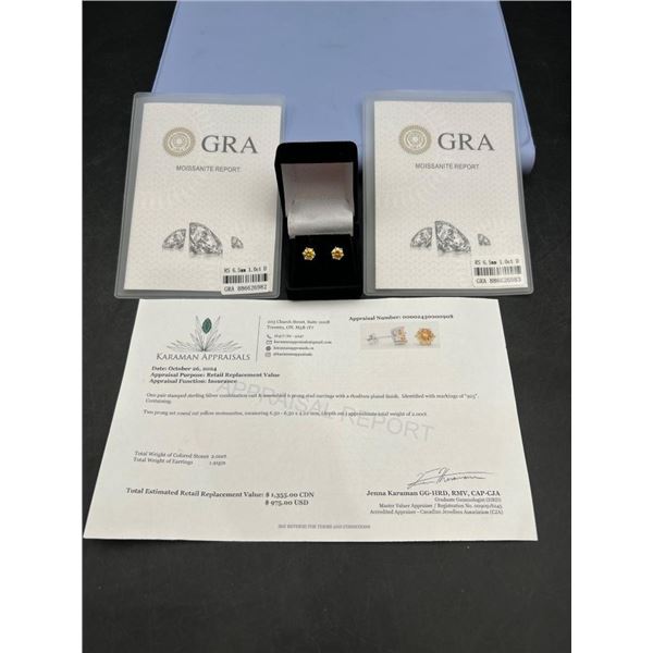 $1355  Moissanite Solitaire Earring Set with certificate