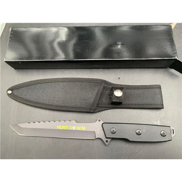 HuntDown 6 Inch Blade Tanto Style Hunting Knife with Sheath NEW in BOX -Model 8996