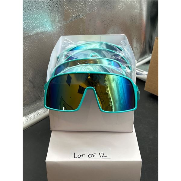 Lot of 12 Turquoise Sunglasses With Mirrored Lenses Truly