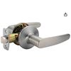 Image 1 : Amazon Basics Entry Door Lever with Lock, Satin Nickel Finish