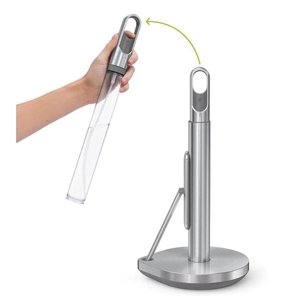 simplehuman Paper Towel Pump, Standing Paper Towel Holder with Spray Bottle, Brushed Stainless Steel
