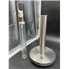 Image 3 : simplehuman Paper Towel Pump, Standing Paper Towel Holder with Spray Bottle, Brushed Stainless Steel