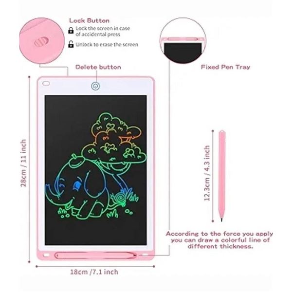 2 Pack 10-Inch LCD Writing Tablet with Stylus 1 Pink and 1 Blue