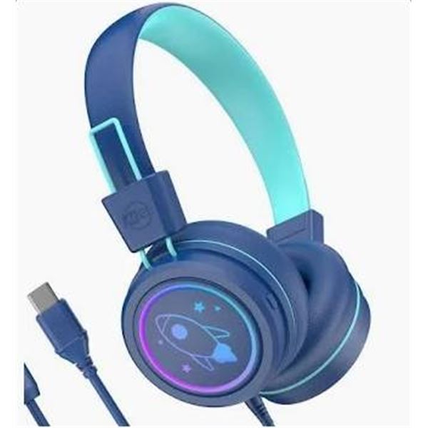 MEE KidJamz Type C Headset for Kids with LED Lights and Volume Limiter