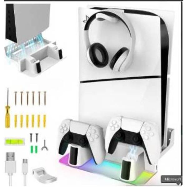 PS5 Wall Mount With Controller Charging Dock and RGB Light