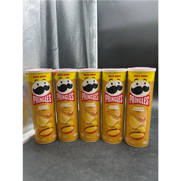 Lot of 5 Pringles Honey Mustard Flavour Snack Containers, 156 g Each