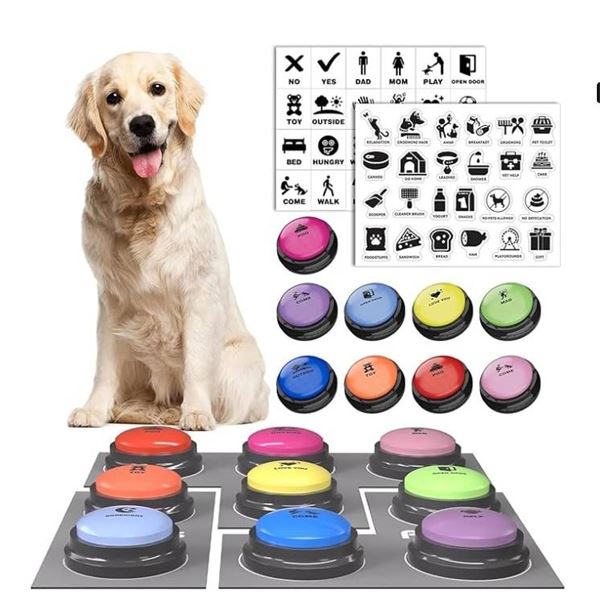 Dog Buttons for Communication, 9 Pcs Dog Talking Button Set, 30s Voice Recording Pet Buzzer Training