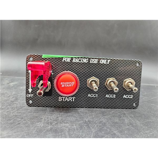 Racing Ignition Switch Panel with Engine Start Button and Toggle Switches