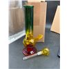 Image 1 : Glass Water Pipe with Gradient Green-Yellow-Red Design