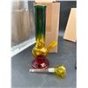 Image 1 : Glass Water Pipe with Gradient Green-Yellow-Red Design