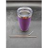 Image 2 : Purple Stainless Steel Insulated Tumbler With Lid and Straws