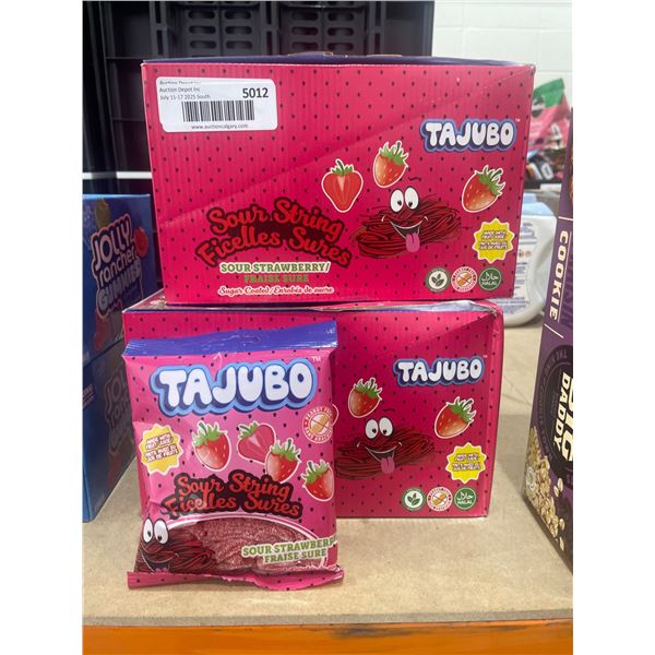 Tajubo Sour String Pickles Sweets â€“ Sour Strawberry, 24 x 80g Units