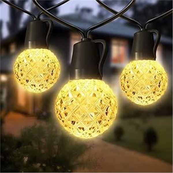100FT LED Outdoor String Lights, Crystal Globe Lighting Set