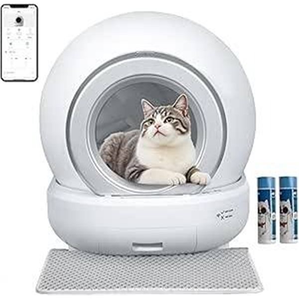 Automatic Cat Litter Box with Color Indicators (Blue, Green, Yellow)