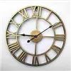 Image 1 : Large Metallic Roman Numeral Wall Clock with Open Face Design