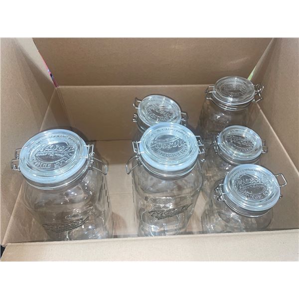 6 Bormioli Rocco Fido Glass Storage Jars with Clamp Lids