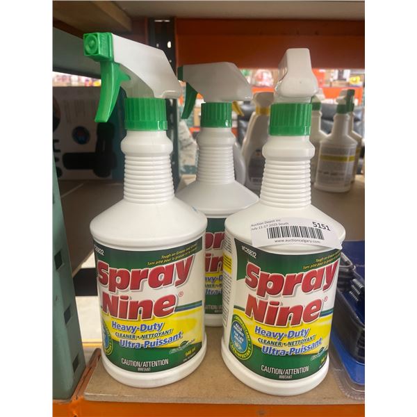 Spray Nine Heavy-Duty Cleaner in 32 OZ Bottles, Lot of 3