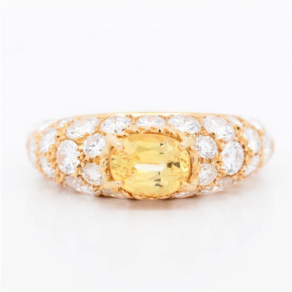 18KYG Imperial Topaz & Diamond Pave Ring, 6.5