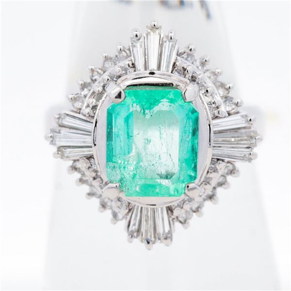 Platinum 1.88ct GIA Certified Emerald & 0.70ctw Diamond Ring