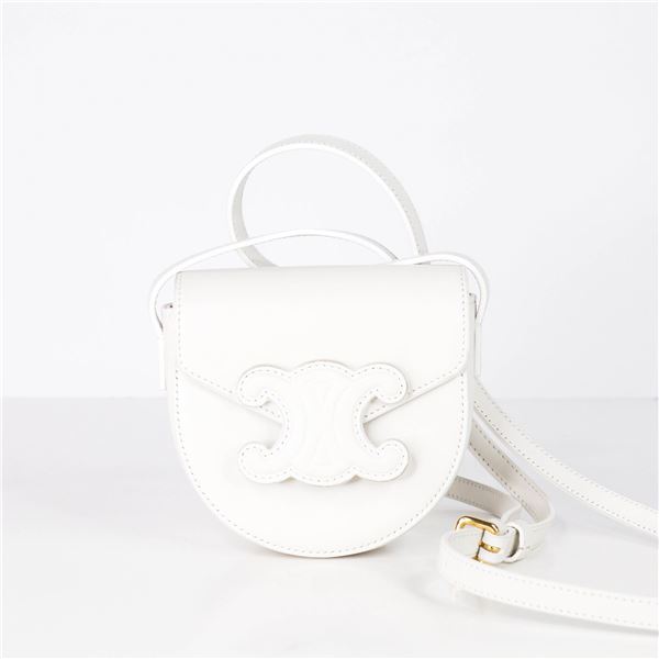 CELINE Mini Besace Cuir Triomphe White Leather Bag