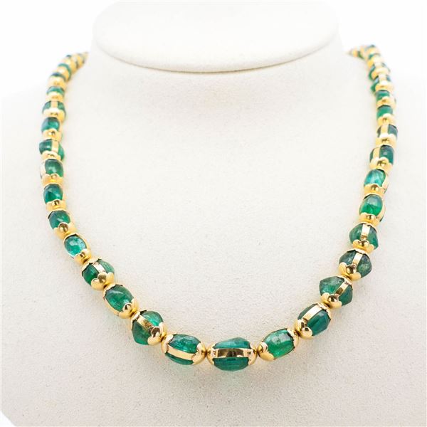 18K YG incredible double sided emerald necklace