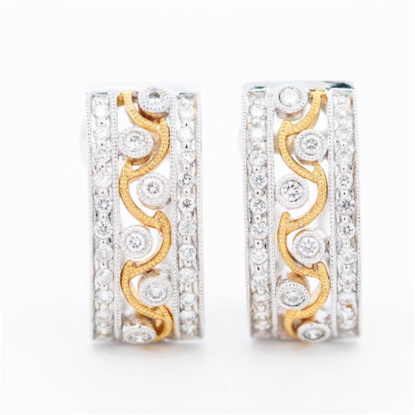 14KW/YG Earrings with Diamonds 6.5 grams. Marked 14K and Signed