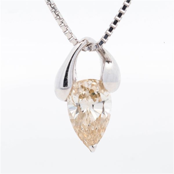 2.00ct Fancy Light Brown Pear-Shape Diamond Pendant Necklace in PT900