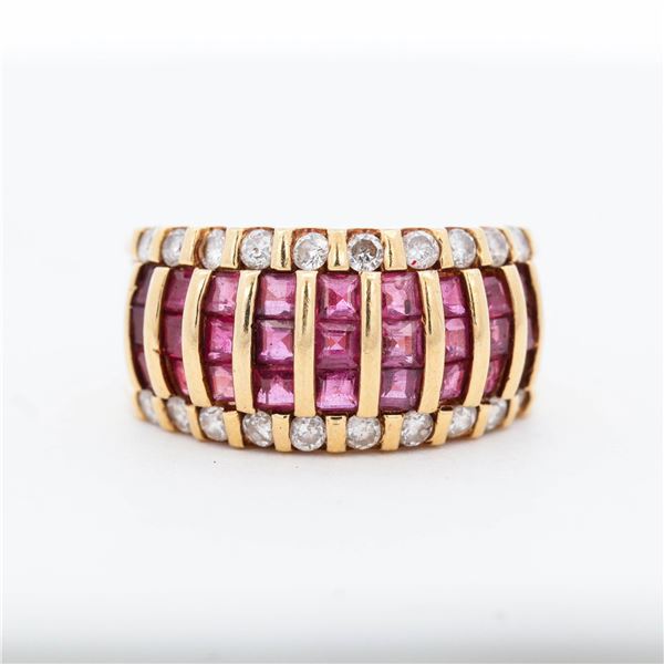 18KYG 2.16ct Ruby & 0.54ctw Diamond Ring, 6.5