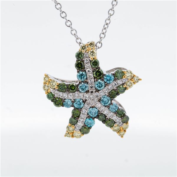 14KWG Effy 0.80ctw Diamond & Multi-Gemstone Starfish Necklace