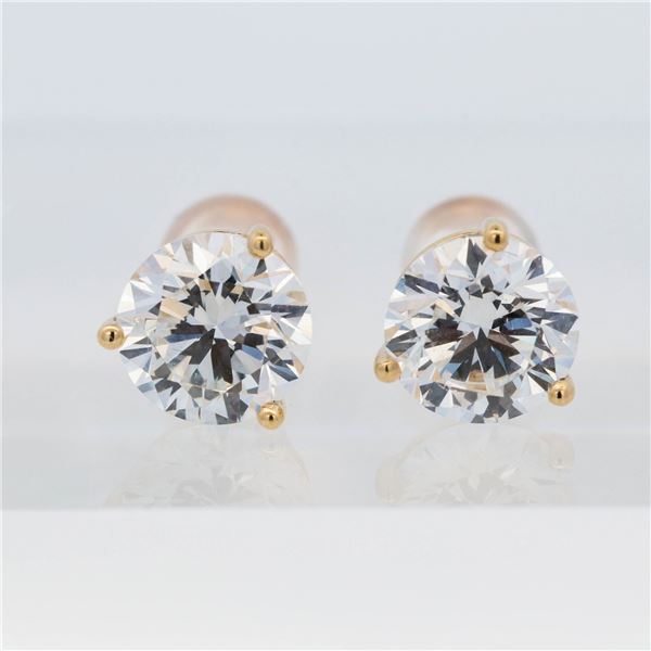 18KYG 3.00ctw 3-Prong Lab Grown Diamond Stud Earrings