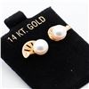 Image 3 : 14KYG Mikimoto Pearl Nautilus/Shell Design Stud Earrings
