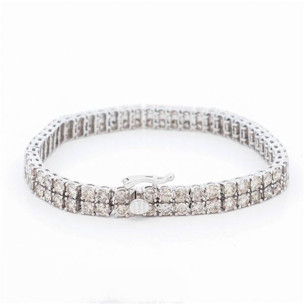 10KWG 10.00ctw 2-Row Diamond Tennis Bracelet 7"