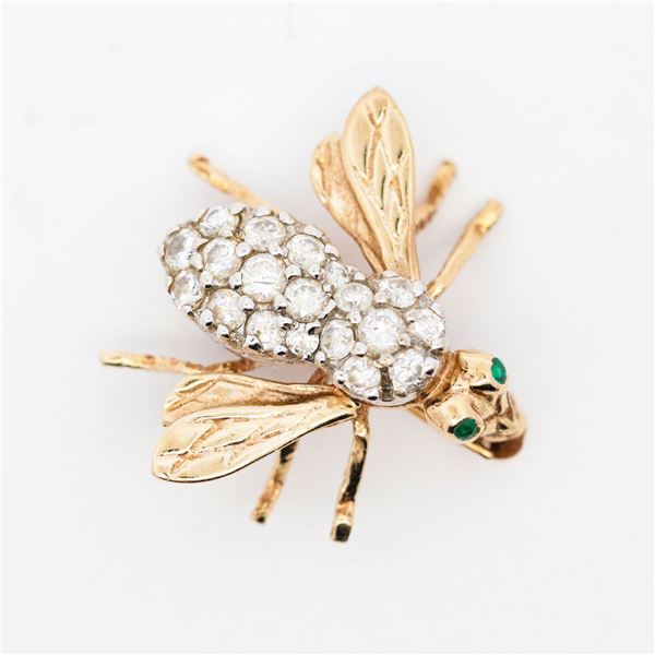 Estate Vintage 14KY/WG Bug Brooch, 3.0 grams