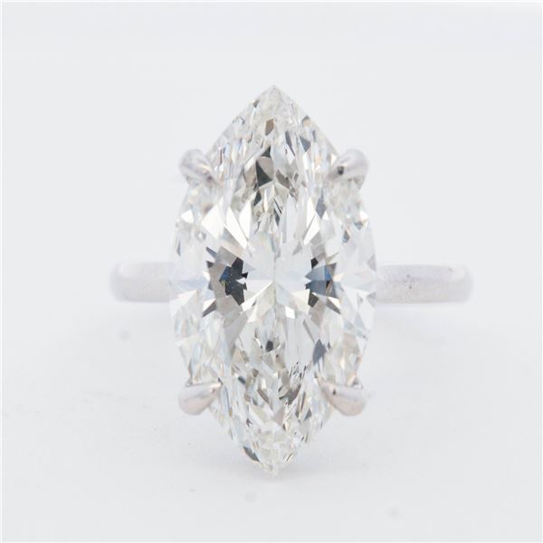 IGI Certified 14KWG 9.08ct Lab Grown Marquise Cut Diamond Ring, 6.5